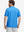 Back half-body of model in blue wave dolphin stretch printed collarless henley golf shirts