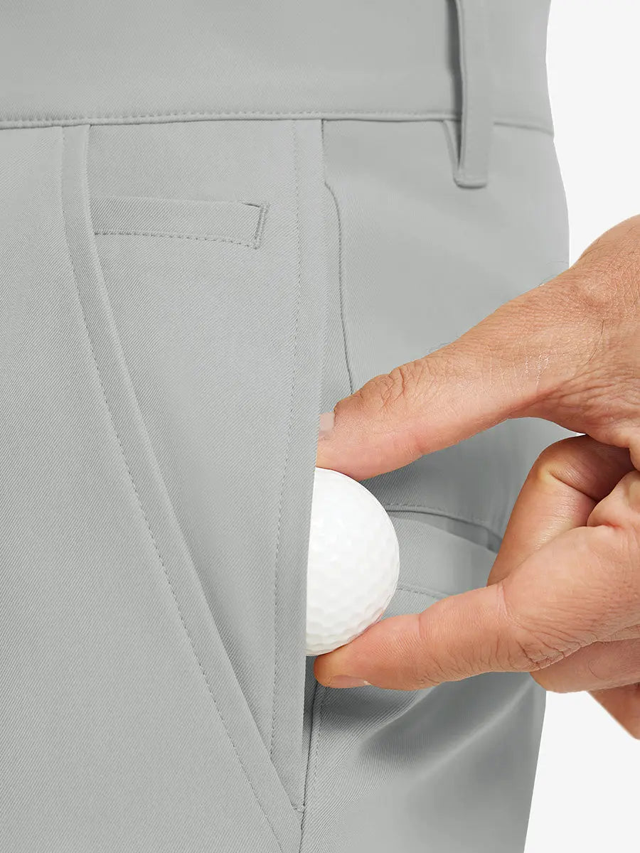 Close-up of front pocket on Water Repellent 8 Pockets Pants in LIGHT GREY，highlighting pocket design.