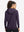 Back upper view of model in women's lightweight hoodies pullover, showing relaxed fit in dark purple.