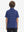 Back upper body view of youth performance golf polos, showing shape and smooth navy/sky blue stripe finish