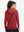 Back upper view of model in women's lightweight hoodies pullover, showing relaxed fit in red.