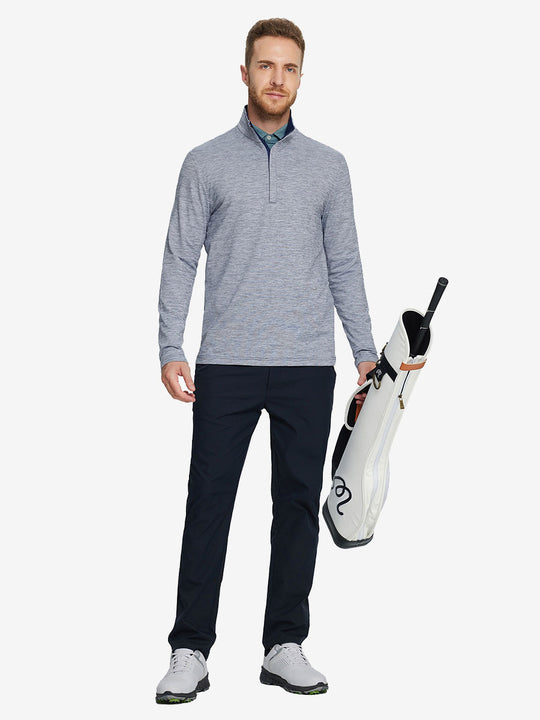Heather Pinstripe Brushed Dry Fit Quarter Zip Pullover