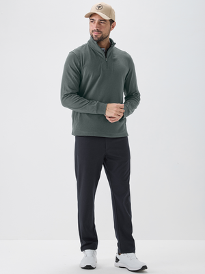 Heather Brushed Rib Knit Quarter Zip with 2 Pockets