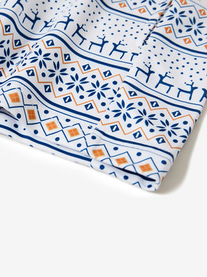 Hem detail of trendy print fleece hoodies, fine finish with subtle christmas snowflake touch