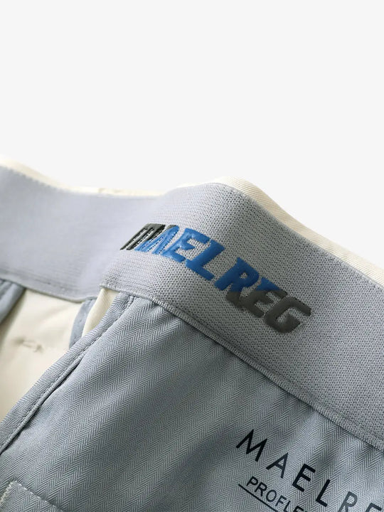 BEIGE Water Resistant Everyday Pants close-up of waistband inner logo detail