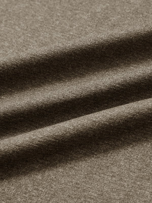 Close-up of classic heather pullover hoodies with 2 pocket fabric in brown melange, soft knit texture
