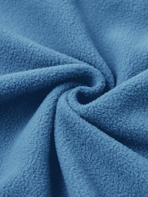 Fabric close-up of Polar fleece q-zip hooded with 3 pockets showing soft texture in misty blue
