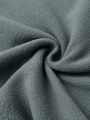 Fabric close-up of Polar fleece q-zip hooded with 3 pockets showing soft texture in smoky gray