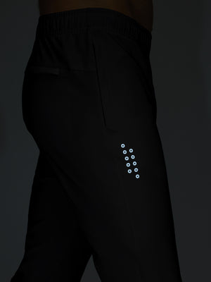 Black superion softness mesh joggers with zipper pockets glowing in the dark