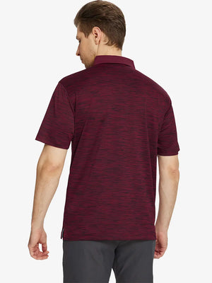 Back half-body angle highlighting fit and fabric in BURGUNDY HEATHER