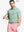 Model front half-body holding golf club wearing EMERALD Performance Ananas Jacquard Polo