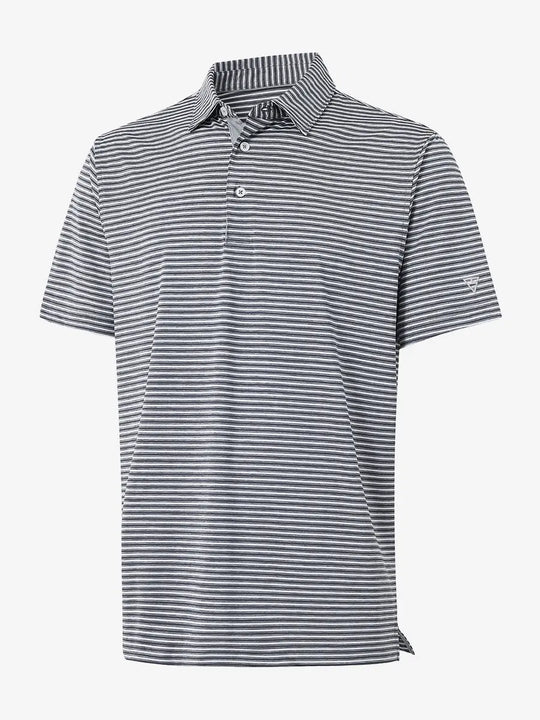 3D view of Sport Fit Stripe Polo in Dark Grey Stripe
