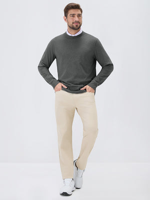 Heather Brushed Rib Knit Crewneck Sweatshirt