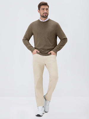 Heather Brushed Rib Knit Crewneck Sweatshirt