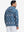 Back upper body view of trendy print fleece hoodies, showing structure and dark blue snowflake tone