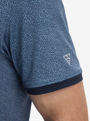 Stylish Full Print Contrast Collared Golf Polo Shirts