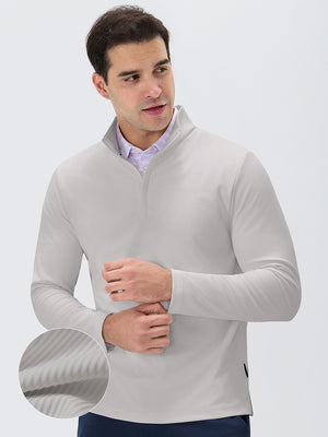 Ribbed Texture Nylon Quarter Zip Pullover