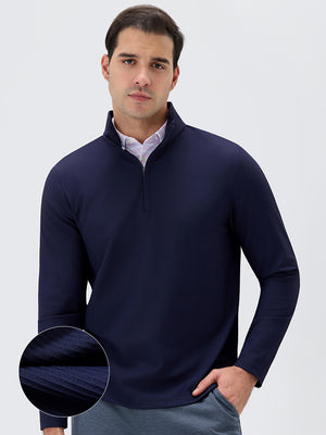 Ribbed Texture Nylon Quarter Zip Pullover