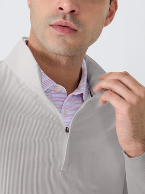 Ribbed Texture Nylon Quarter Zip Pullover
