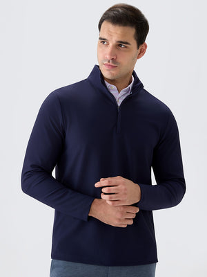 Ribbed Texture Nylon Quarter Zip Pullover