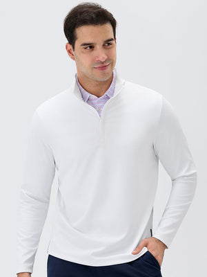 Ribbed Texture Nylon Quarter Zip Pullover