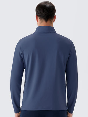 Ribbed Texture Nylon Quarter Zip Pullover