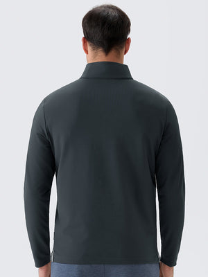 Ribbed Texture Nylon Quarter Zip Pullover