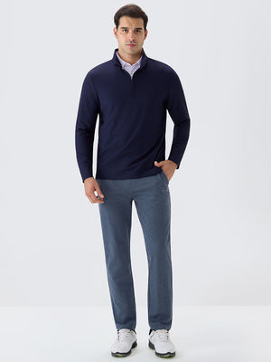 Ribbed Texture Nylon Quarter Zip Pullover