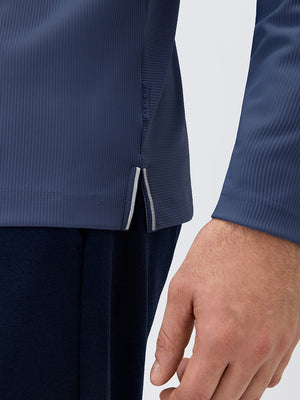 Ribbed Texture Nylon Quarter Zip Pullover