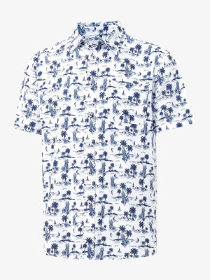 3D display of WHITE SAND PINEAPPLE Stylish Printing Summer Shirt.